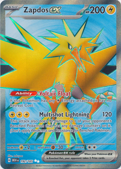 Zapdos ex - 192/165 - Full Art Ultra Rare available at 401 Games Canada