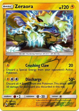 Zeraora - 60/214 - Rare - Reverse Holo available at 401 Games Canada