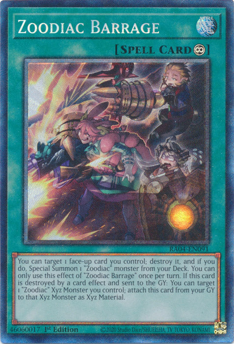 Zoodiac Barrage (PCR) - RA04-EN091 - Prismatic Collector's Rare - 1st Edition