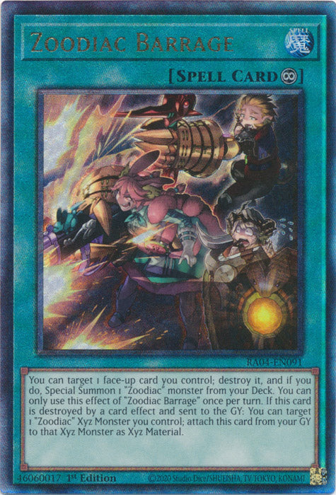 Zoodiac Barrage (PUR) - RA04-EN091 - Prismatic Ultimate Rare - 1st Edition