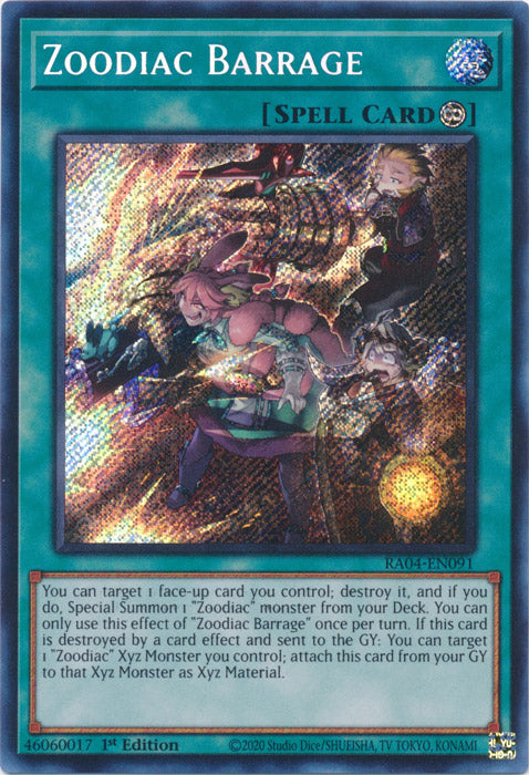 Zoodiac Barrage (Secret Rare) - RA04-EN091 - Secret Rare - 1st Edition