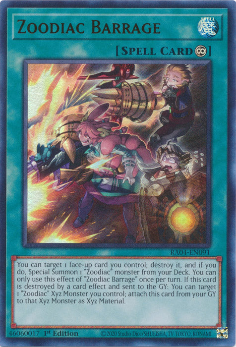 Zoodiac Barrage (UR) - RA04-EN091 - Ultra Rare - 1st Edition