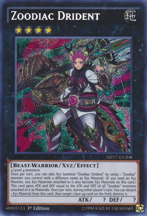 Zoodiac Drident - MP17-EN208 - Secret Rare - 1st Edition available at 401 Games Canada