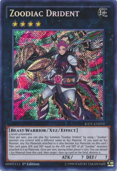 Zoodiac Drident - RATE-EN053 - Secret Rare - 1st Edition available at 401 Games Canada