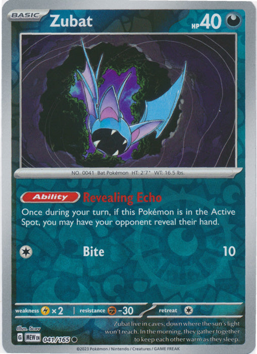 Zubat - 041/165 - Common - Reverse Holo available at 401 Games Canada