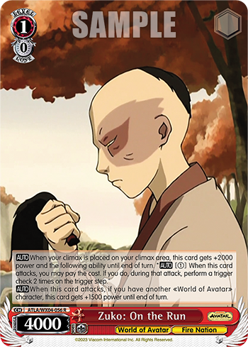 Zuko: On the Run - ATLA/WX04-E056 - Rare available at 401 Games Canada