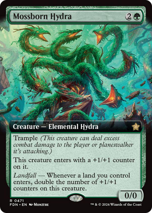Mossborn Hydra - Extended Art (FDN)