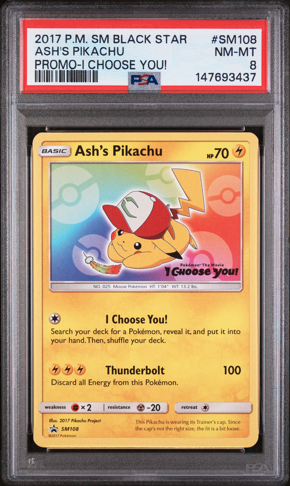 ASH'S PIKACHU (SM108) - POKEMON SM BLACK STAR PROMO - PROMO-I CHOOSE YOU! - NM-MT 8