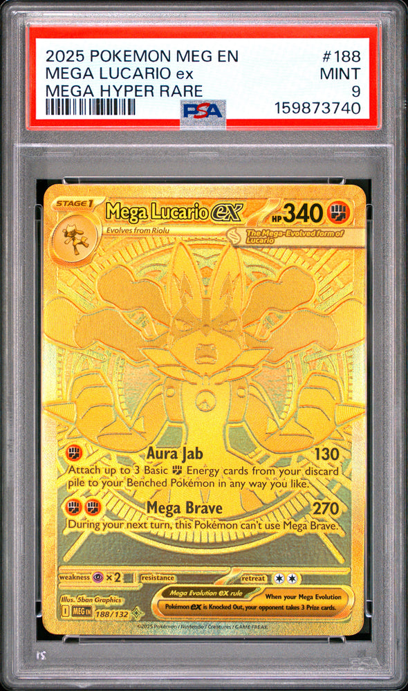 MEGA LUCARIO ex (188) - POKEMON MEG EN-MEGA EVOLUTION - MEGA HYPER RARE - MINT 9