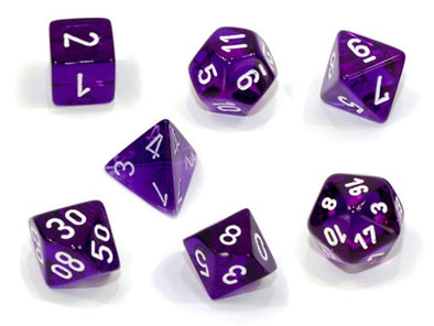 Chessex - Mini 7 Piece - Translucent - Purple/White