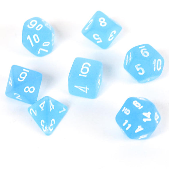 Chessex - Mini 7 Piece - Frosted - Caribbean Blue/White