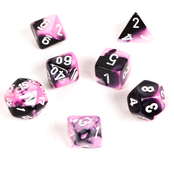 Chessex - Mini 7 Piece - Gemini - Black-Pink/White