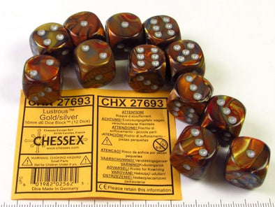 Chessex - 12D6 - Lustrous - Gold/Silver available at 401 Games Canada