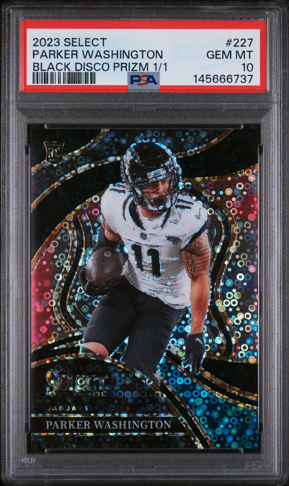 PARKER WASHINGTON (227) - PANINI SELECT - BLACK DISCO PRIZM 1/1 - GEM MT 10