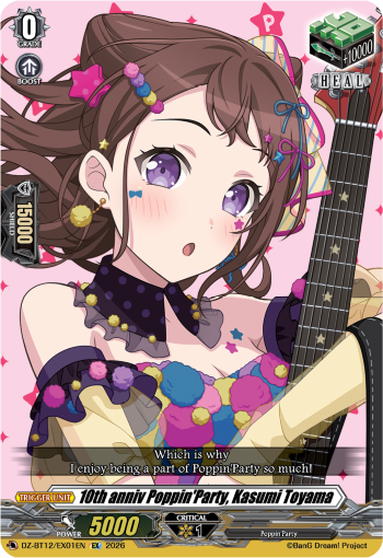 10th anniv Poppin'Party, Kasumi Toyama - DZ-BT12/EX01EN - Extra Rare