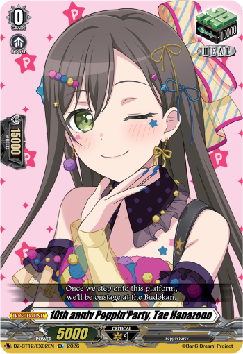10th anniv Poppin'Party, Tae Hanazono - DZ-BT12/EX02EN - Extra Rare