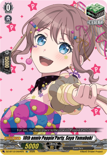 10th anniv Poppin'Party, Saya Yamabuki - DZ-BT12/EX04EN - Extra Rare
