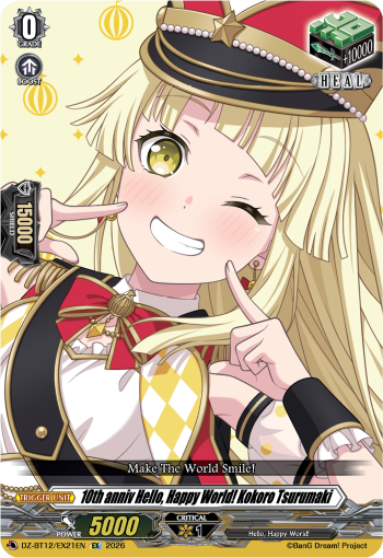 10th anniv Hello, Happy World! Kokoro Tsurumaki - DZ-BT12/EX21EN - Extra Rare