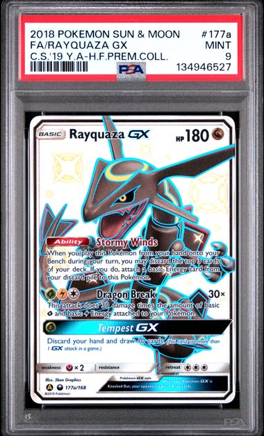 RAYQUAZA GX (177A) - POKEMON SUN & MOON CELESTIAL STORM - C.S.'19 Y.A-H.F.PREM.COLL. - MINT 9