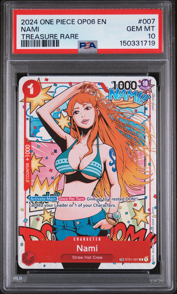 NAMI (007) - ONE PIECE OP06-WINGS OF THE CAPTAIN - TREASURE RARE - GEM MT 10