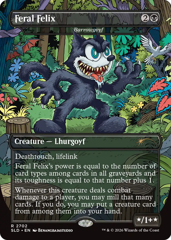 Feral Felix // Barrowgoyf - Felix the Cat: Magic Bag of Tricks (SLD)