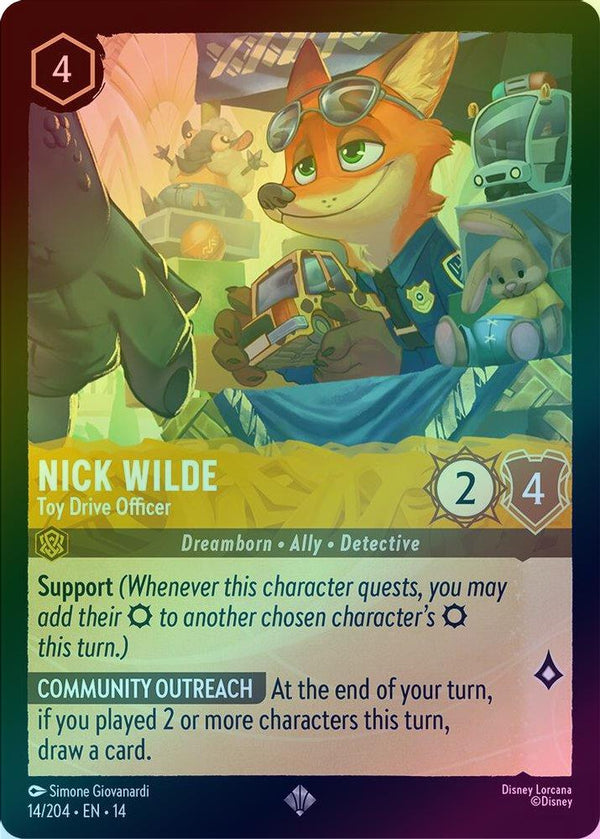 Nick Wilde (Toy Drive Officer) - 14/204 - Super Rare (Foil)