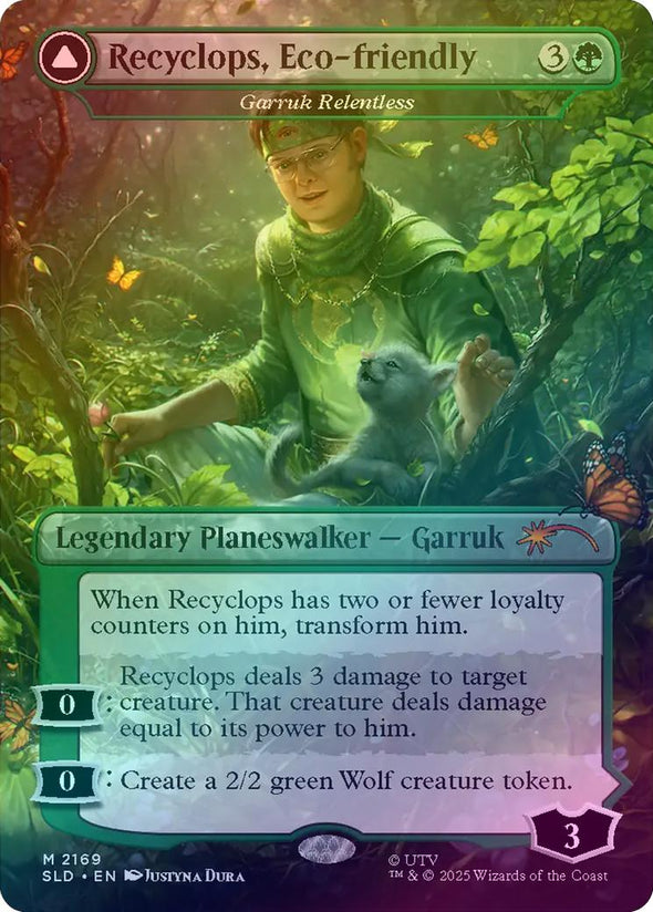 Recyclops, Eco-Friendly // Recyclops, Nature's Vengeance - Garruk Relentless // Garruk, the Veil-Cursed - The Office: Dwight's Destiny (Foil) (SLD)