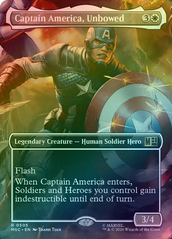 Captain America, Unbowed - Borderless Scene: Heroes United (Foil) (MSC)