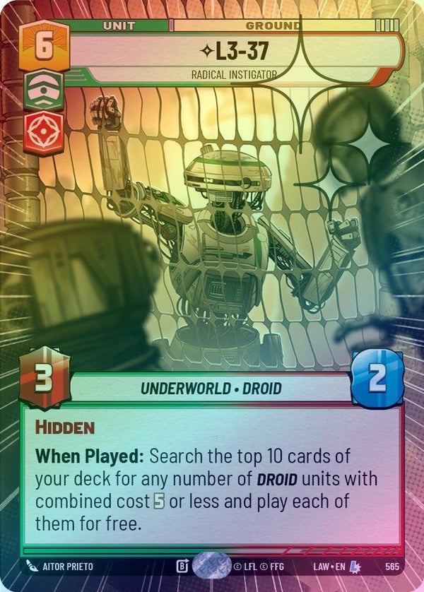 L3-37 - Radical Instigator (Hyperspace Foil) - 565 - Legendary (Foil)