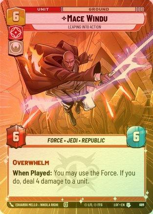 Mace Windu - Leaping into Action (Hyperspace) - 889 - Uncommon (Foil)