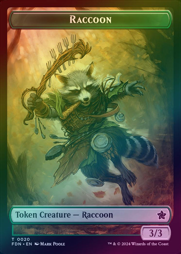 Raccoon (20) // Elf Warrior Token (19) (Foil) (TFDN)