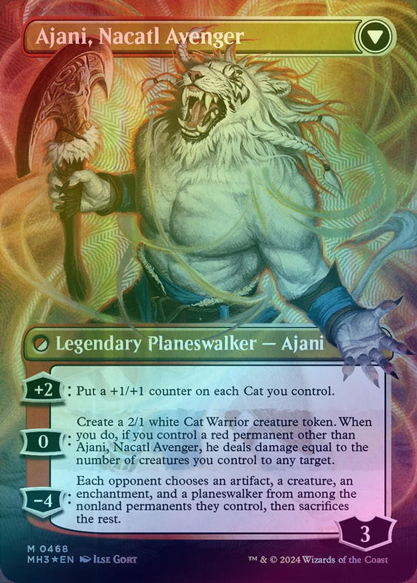 Ajani, Nacatl Pariah // Ajani, Nacatl Avenger - Borderless (Textured Foil) (MH3)