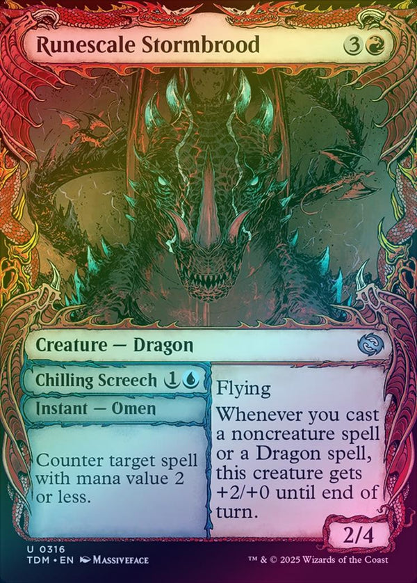 Runescale Stormbrood // Chilling Screech - Draconic Showcase (Foil) (TDM)