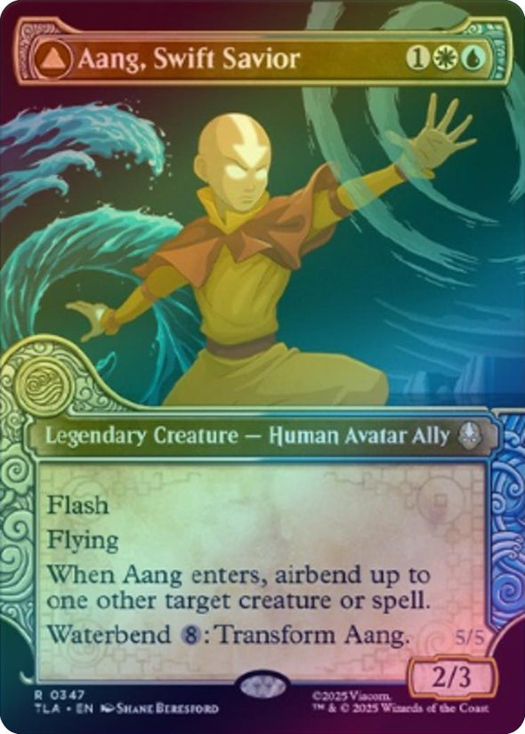 Aang, Swift Savior // Aang and La, Ocean's Fury - Elemental Frame Showcase (Foil) (TLA)