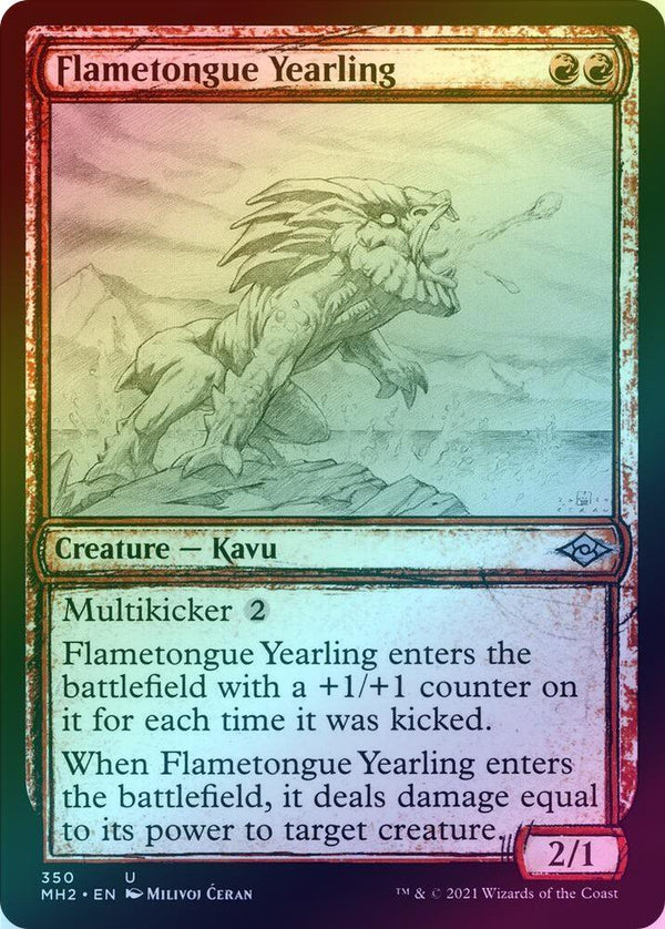 Flametongue Yearling - Sketch Showcase (Foil) (MH2)