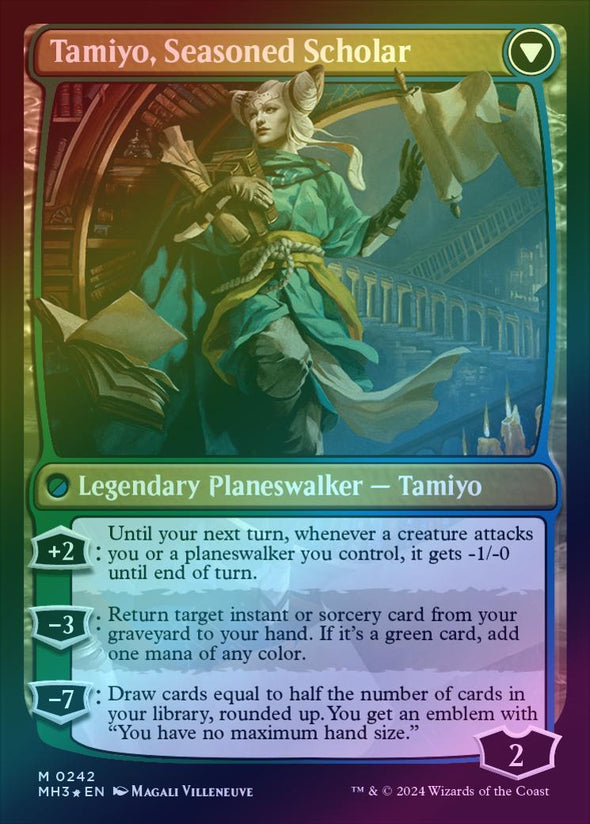 Tamiyo, Inquisitive Student // Tamiyo, Seasoned Scholar - Prerelease Promo (Foil) (PMH3)