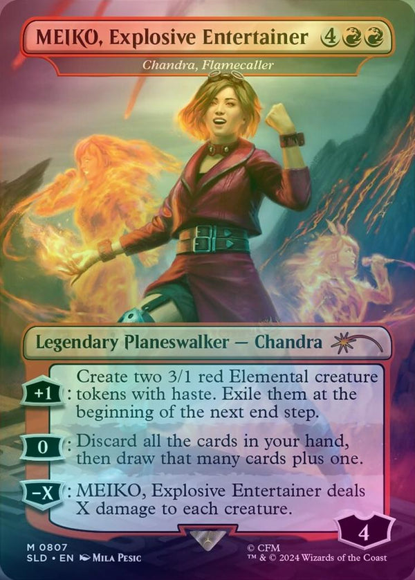 MEIKO, Explosive Entertainer // Chandra, Flamecaller - Hatsune Miku: Electric Entourage (Foil) (SLD)