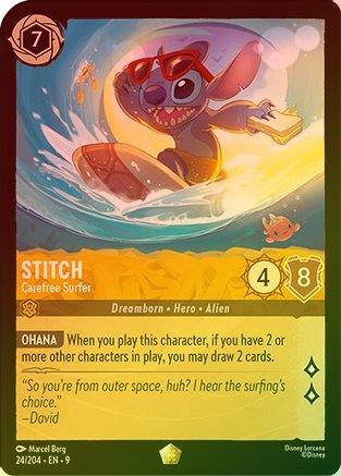 Stitch (Carefree Surfer) (Fabled Reprint) - 24/204 - Legendary (Foil)