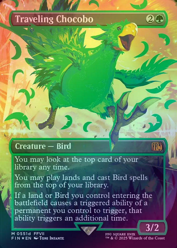 Traveling Chocobo - Borderless - Neon Ink Green (Foil) (FIN)