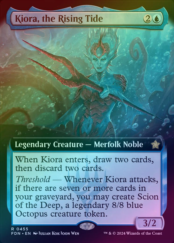 Kiora, the Rising Tide - Extended Art (Foil) (FDN)