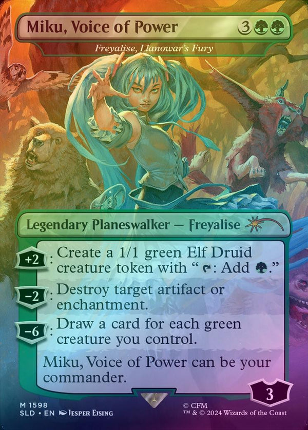 Miku, Voice of Power // Freyalise, Llanowar's Fury - Hatsune Miku: Electric Entourage (Foil) (SLD)