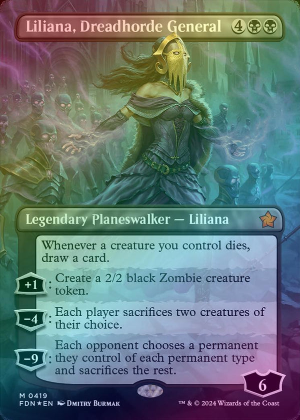 Liliana, Dreadhorde General - Borderless (Mana Foil) (FDN)