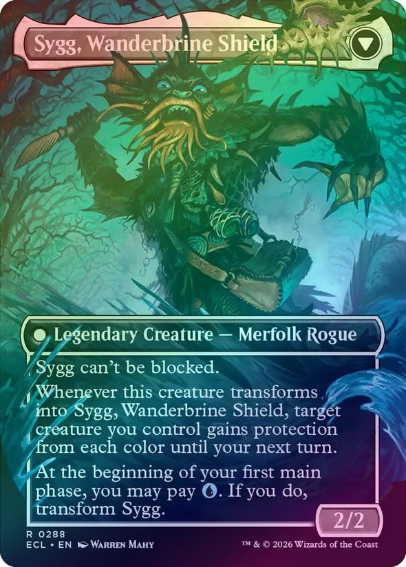 Sygg, Wanderwine Wisdom // Sygg, Wanderbrine Shield - Borderless (Foil) (ECL)