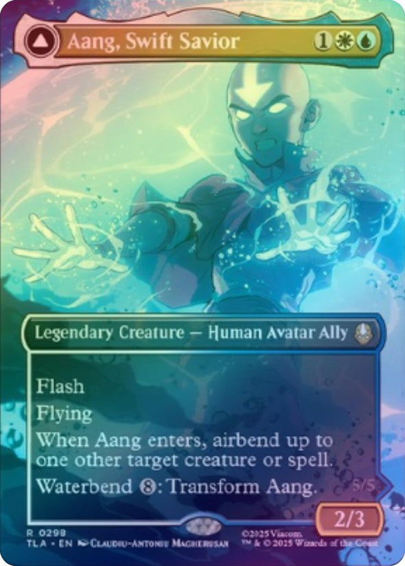 Aang, Swift Savior // Aang and La, Ocean's Fury - Borderless Scene(Foil) (TLA)