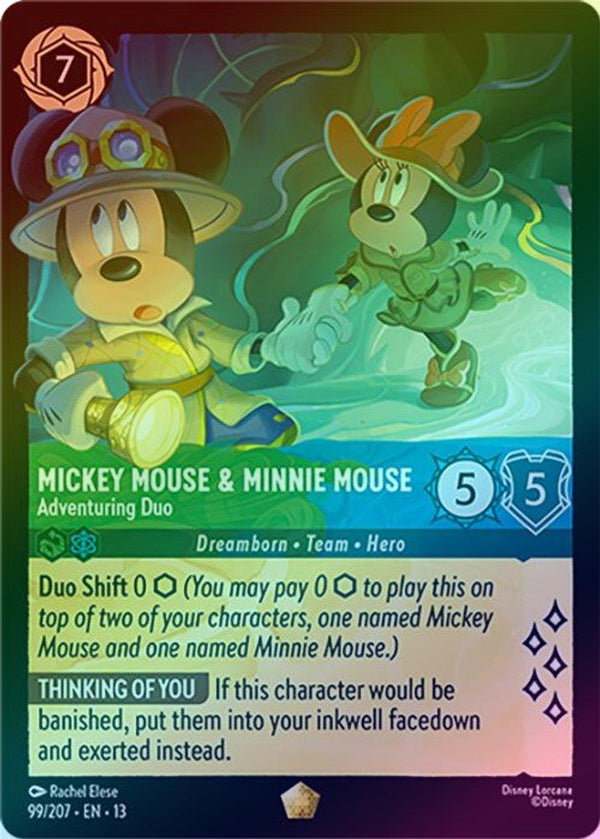 Mickey Mouse & Minnie Mouse (Adventuring Duo) - 99/207 - Legendary (Foil)