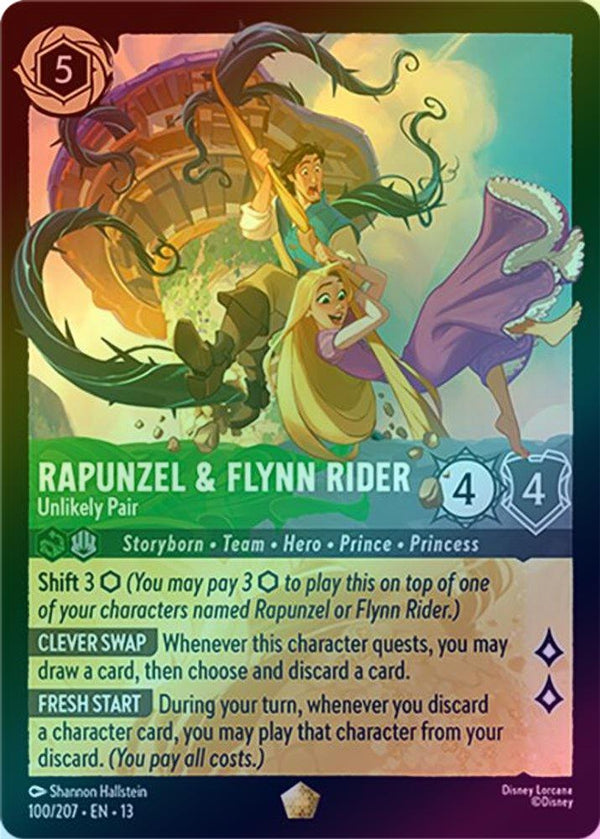 Rapunzel & Flynn Rider (Unlikely Pair) - 100/207 - Legendary (Foil)