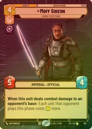 Moff Gideon - I Know Everything (Hyperspace) - 922 - Rare (Foil)