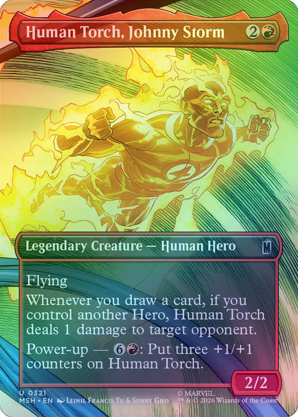 Human Torch, Johnny Storm - Borderless Scene (Foil) (MSH) (Pre-Order)