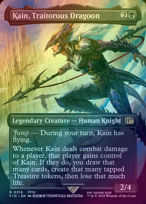 Kain, Traitorous Dragoon - Borderless Artist Card (Foil) (FIN)