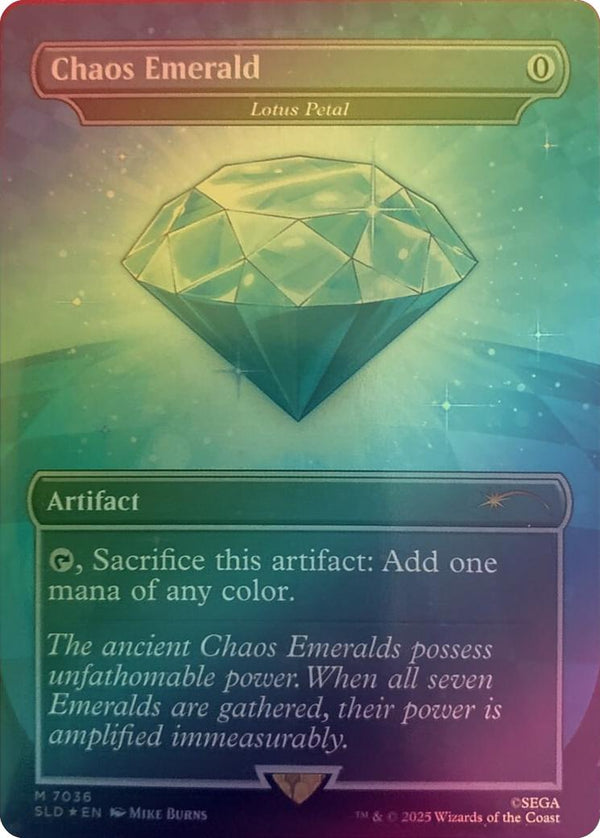 Chaos Emerald // Lotus Petal (7036) - Sonic The Hedgehog Bonus Card - Light Blue - (Foil) (SLD)